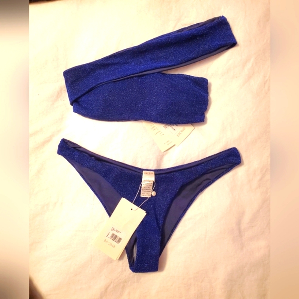 NWT Baobab 3 Piece Set Goa Bikini W/ Mia Pareo Navy Sparkle - Picture 8 of 14